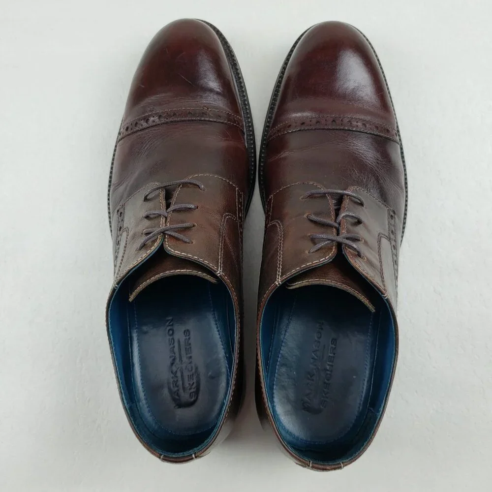 Mark Nason X Skechers Oxford Shoe Mens 10 Brown Leather Lace Up Cap Toe Dress